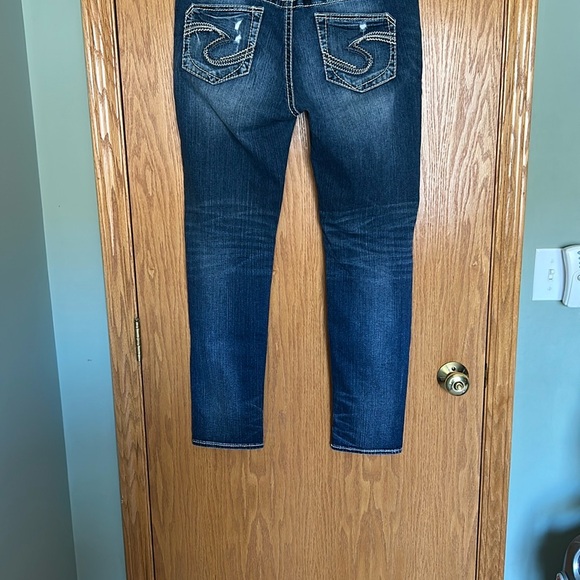 Silver Distressed Boyfriend Jeans Sz 33x29 - Picture 4 of 7